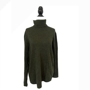 Olive Green Turtleneck Sweater - Women's Cozy Cowl